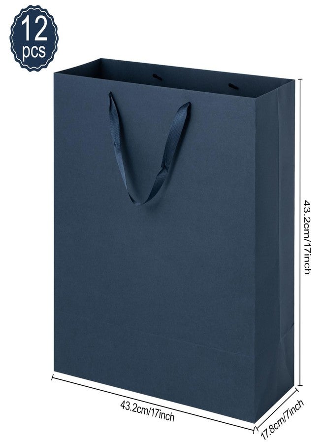 driew Large Gift Bags with Handles 12pcs, 17x7x17 Inch Extra Large Size Paper Gift Bags Bulk Heavy Duty for Shopping Party Favor Wedding Birthday Packing Retail Small Business (Navy Blue) - Image 2